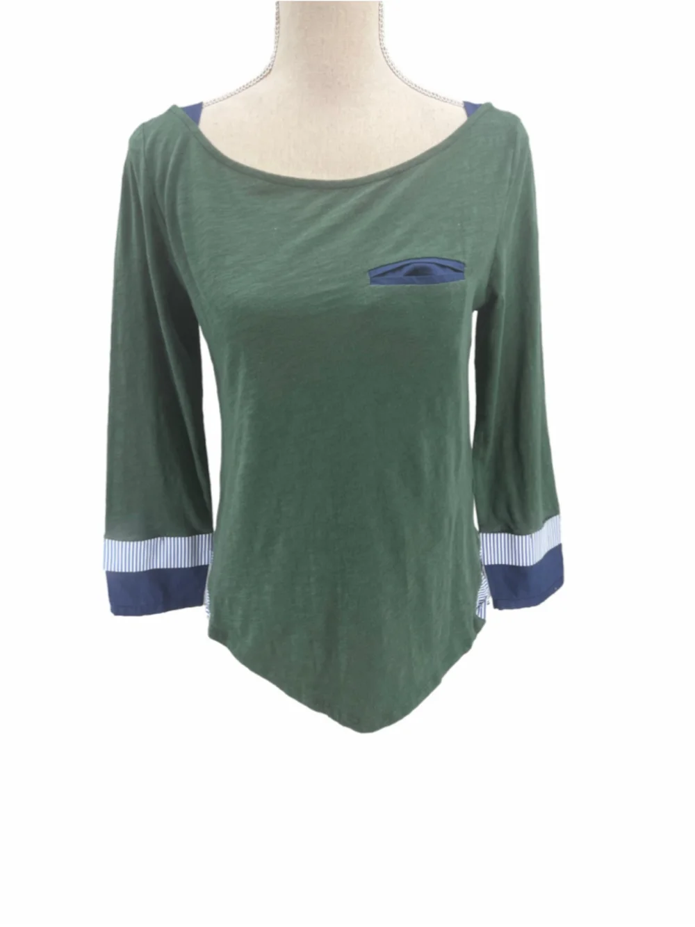 Anthropologie Little Yellow Button Green Top | Size Small | NWOT | Preppy Chic